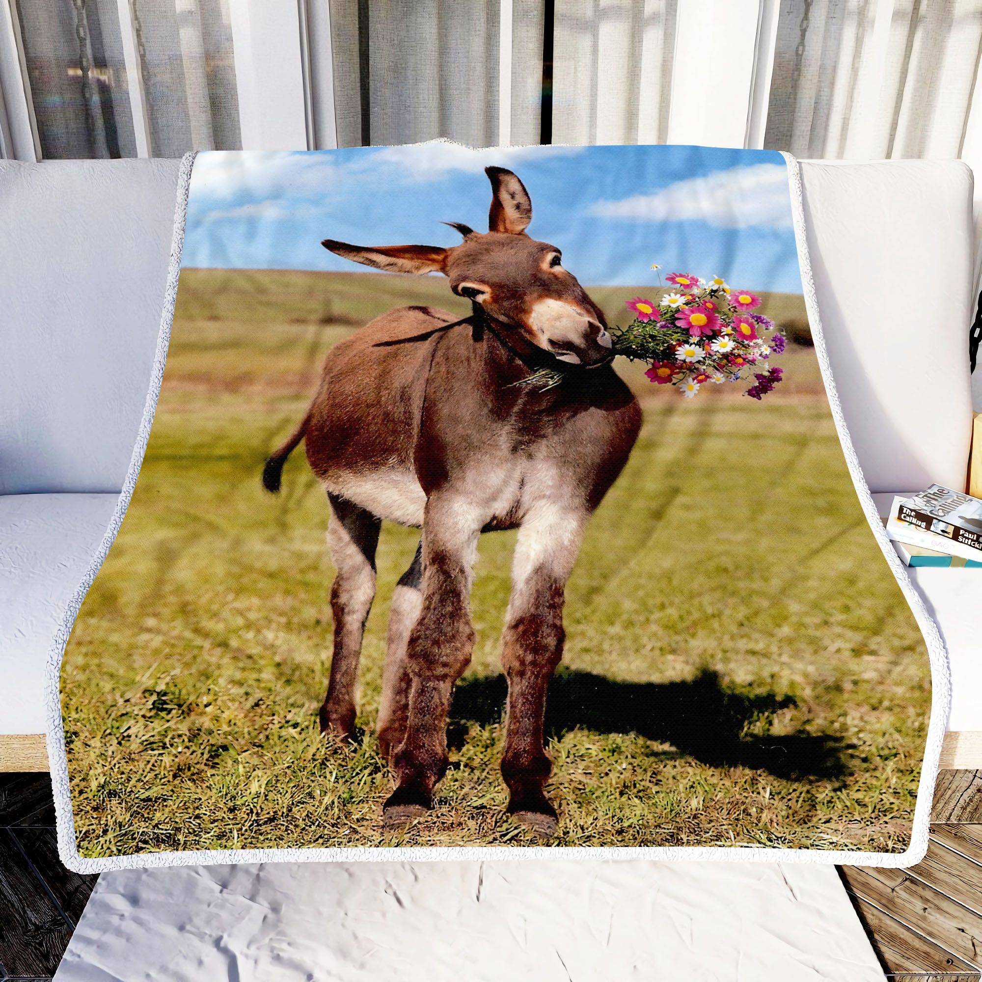 Donkey Flower Fleece Blanket