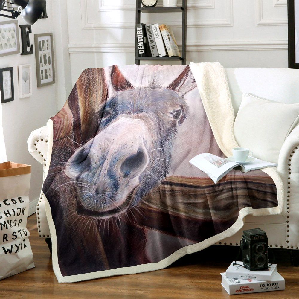 Donkey Sherpa Fleece Blanket