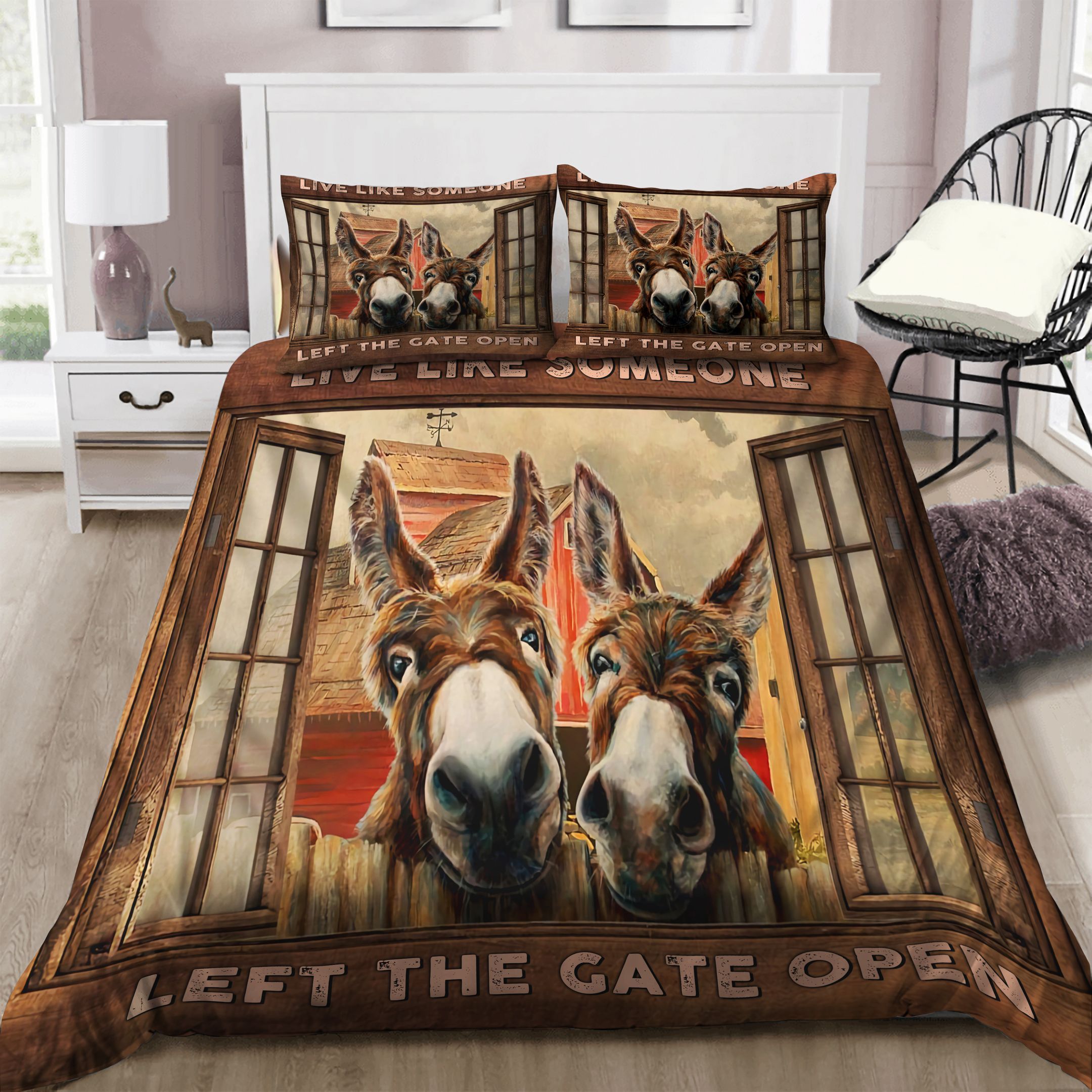 Donkey Live Like Someone Left The Gate Open Bedding Set