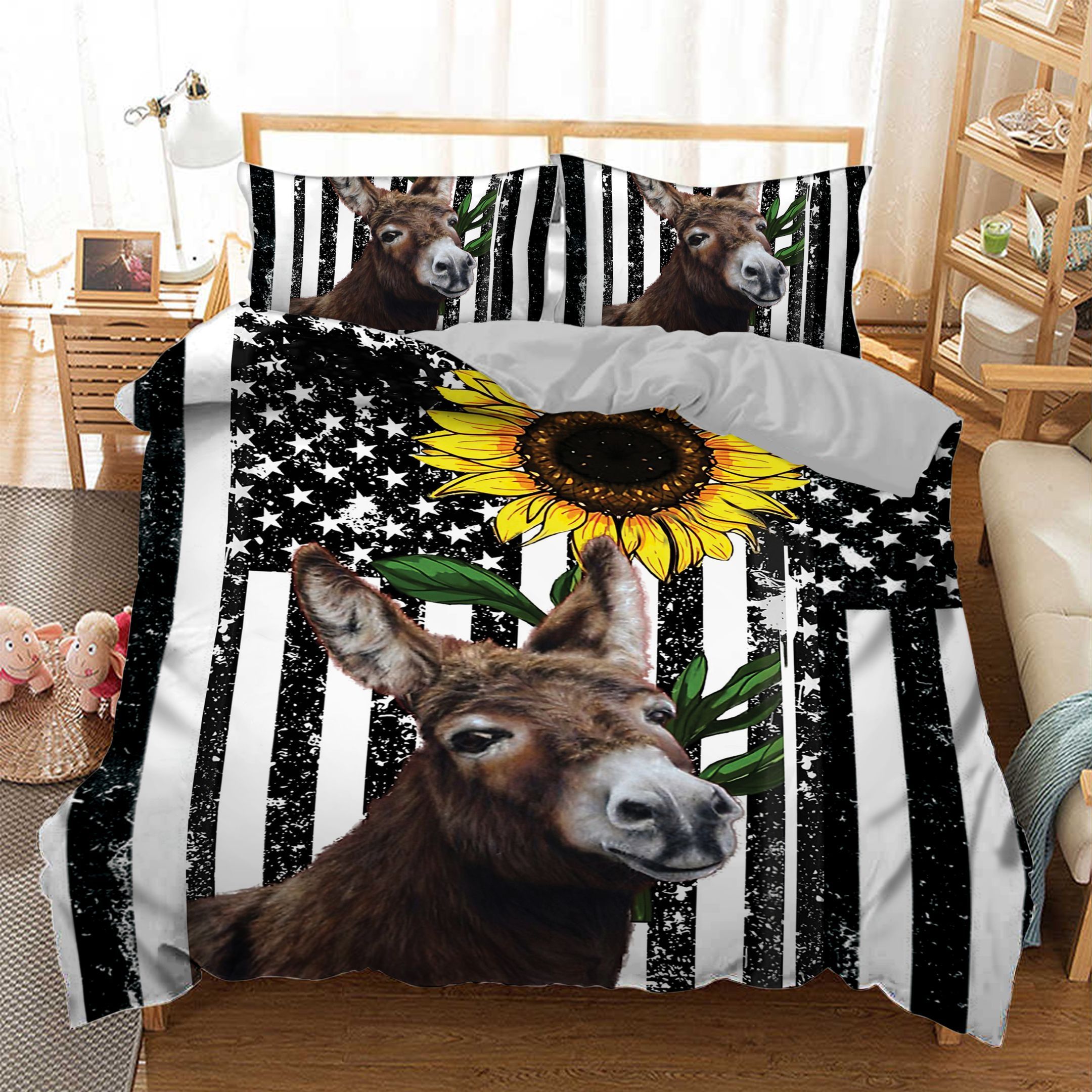 Donkey Sunflower American  Bedding Set