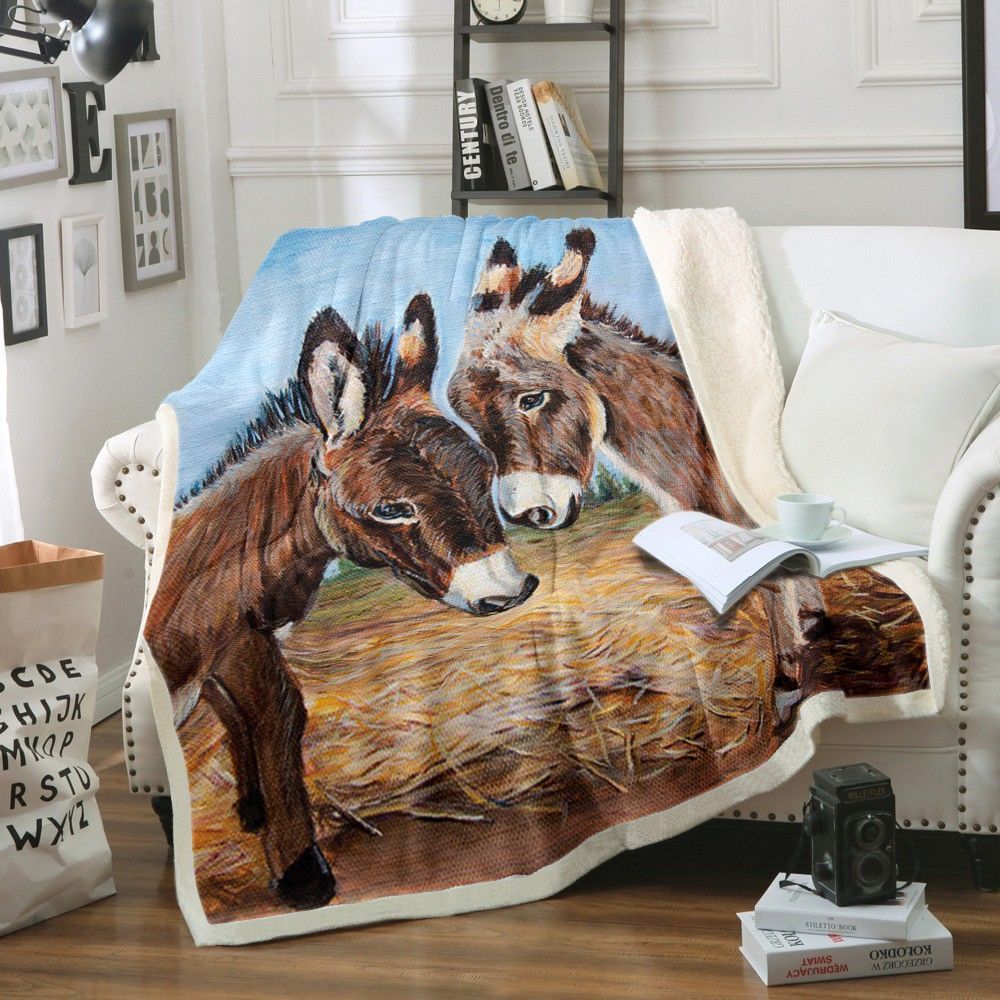 Donkey Sherpa Fleece Blanket