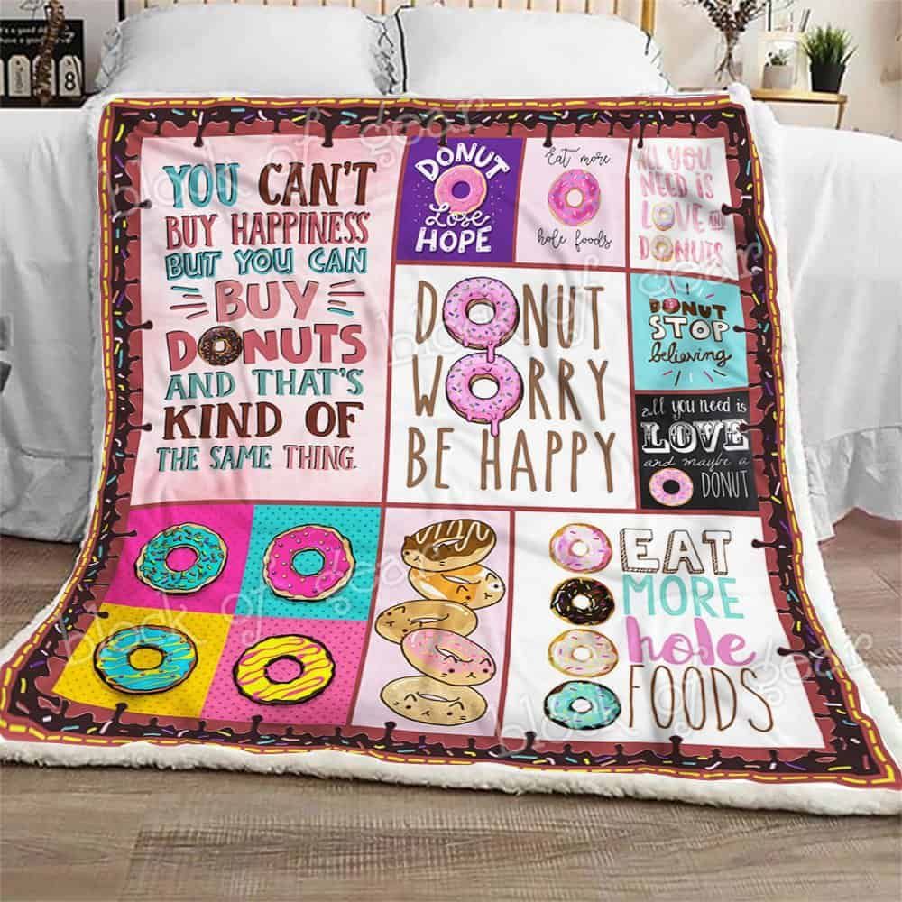 Donut Worry Be Happy Fleece Blanket