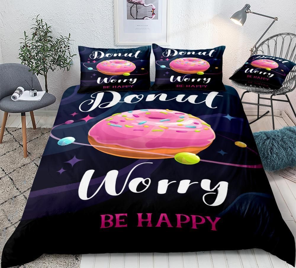 Donuts Worry Be Happy Bedding Set