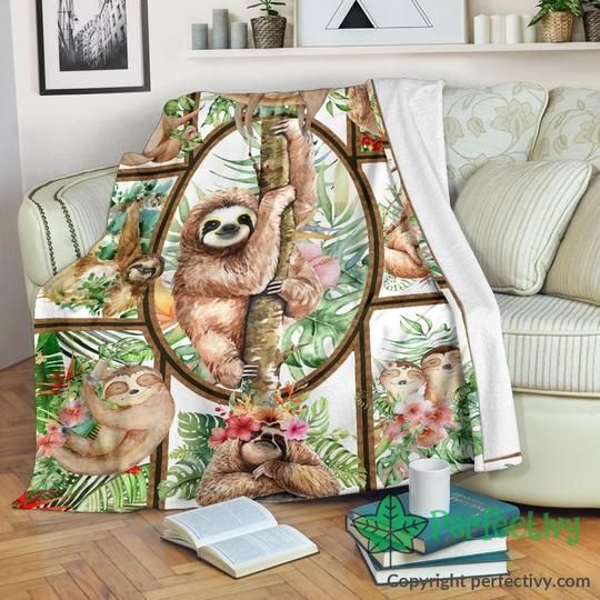 Doodle Sloth Sherpa Fleece Blanket