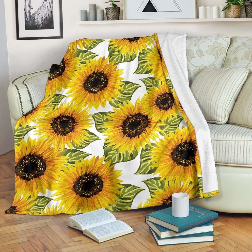 Doodle Sunflower Sherpa Fleece Blanket