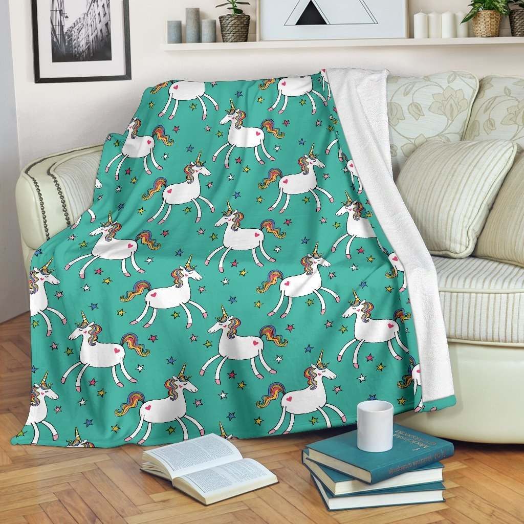 Doodle Unicorn Sherpa Fleece Blanket
