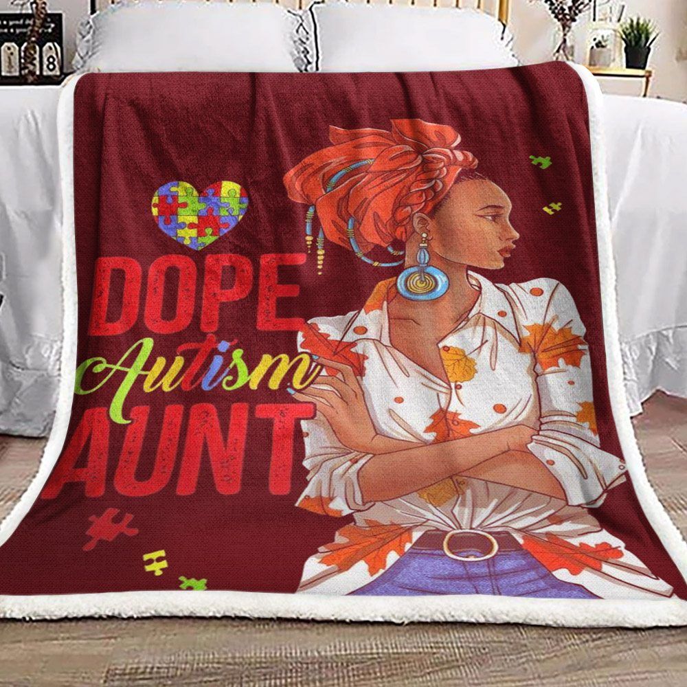 Dope Autism Aunt Sherpa Fleece Blanket