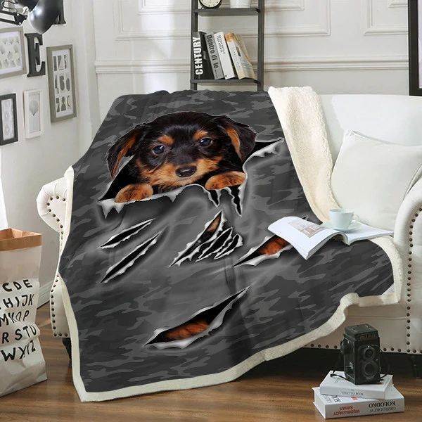 Dorkie Dog Sherpa Fleece Blanket