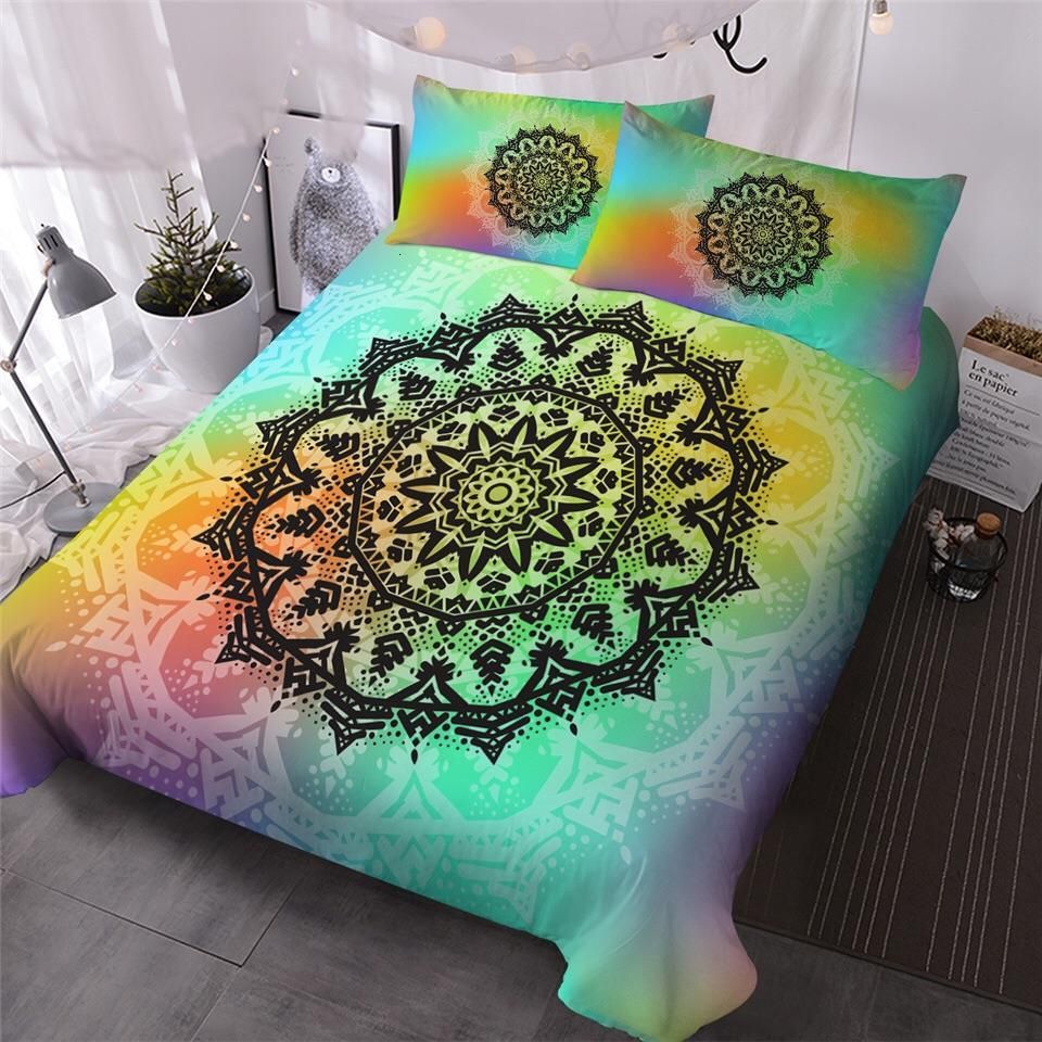 Double Rainbow Mandala Bedding Set