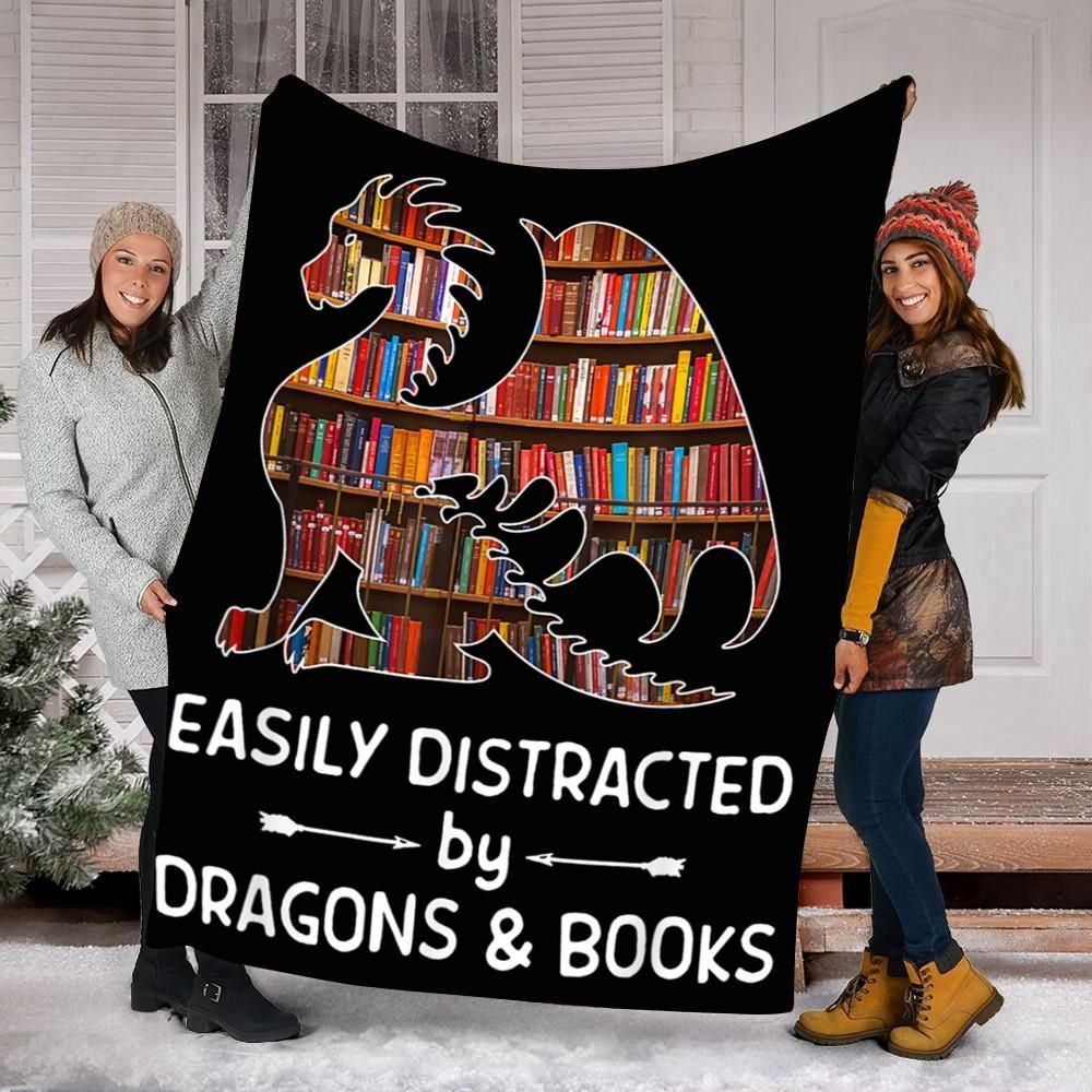Dragon And Books Nerds Sherpa Fleece Blanket
