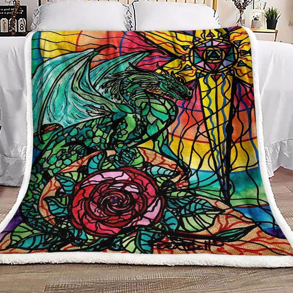 Dragon And Flower Sherpa Fleece Blanket