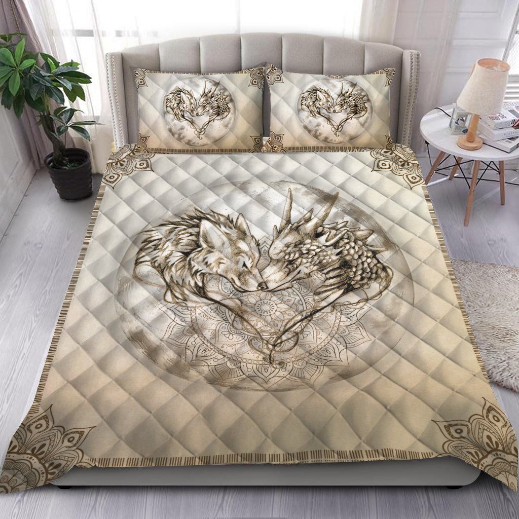 Dragon And Wolf Bedding Set
