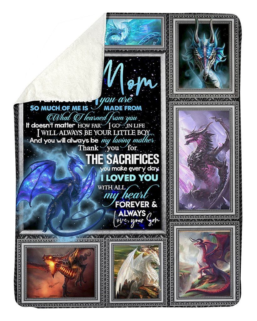 Dragon Blanket Son To Mom Sherpa Fleece Blanket