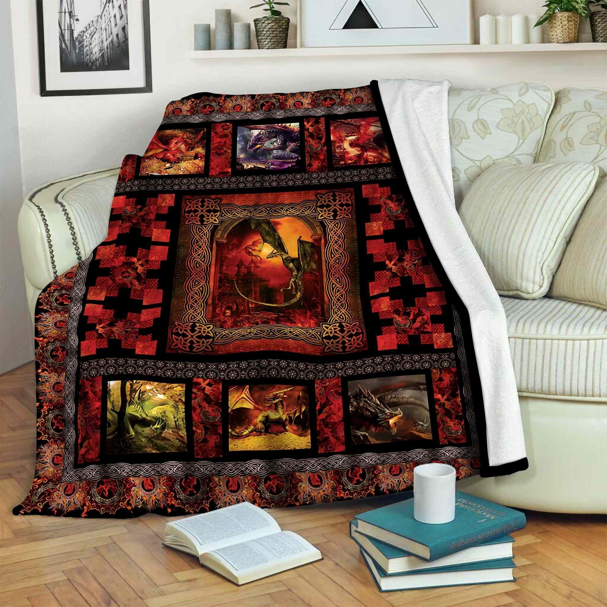 Dragon Sherpa Fleece Blanket