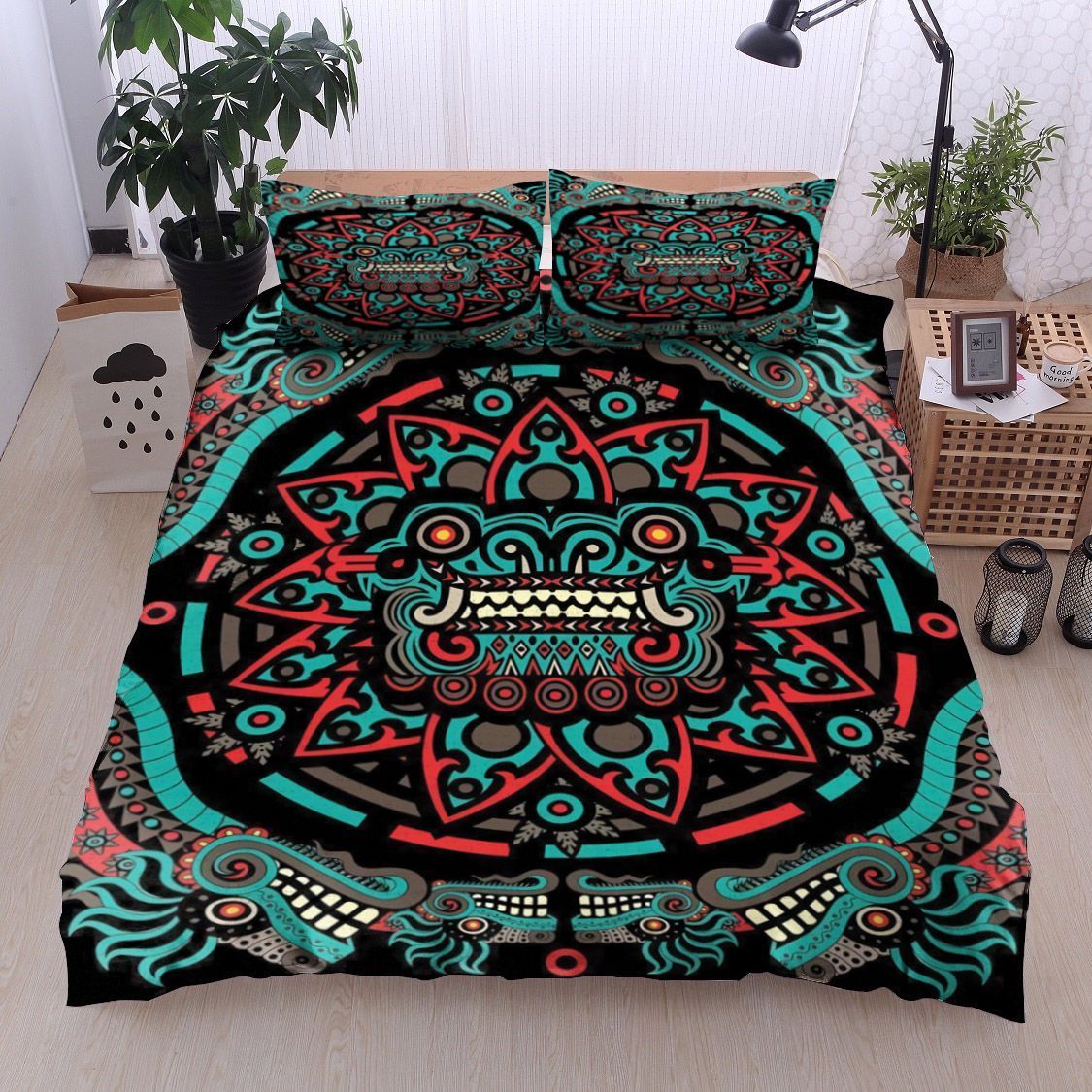 Dragon Colourful Trippy Acid Psychedelic Sacred Geometry Alchemy Bedding Set