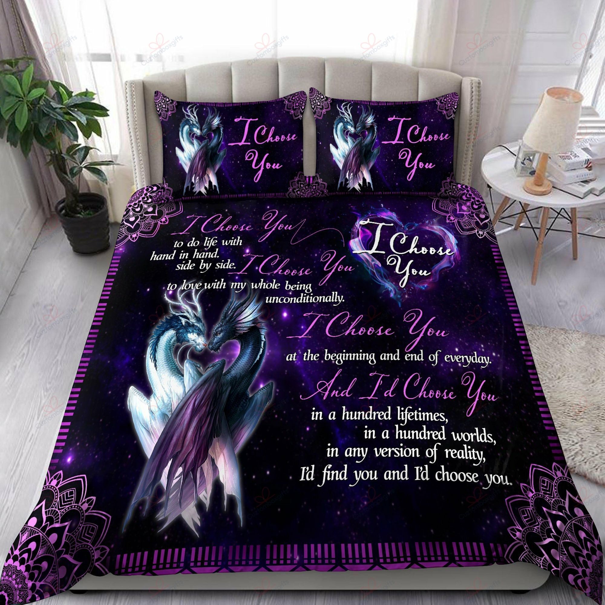 Dragon Couple I Choose You Bedding Set