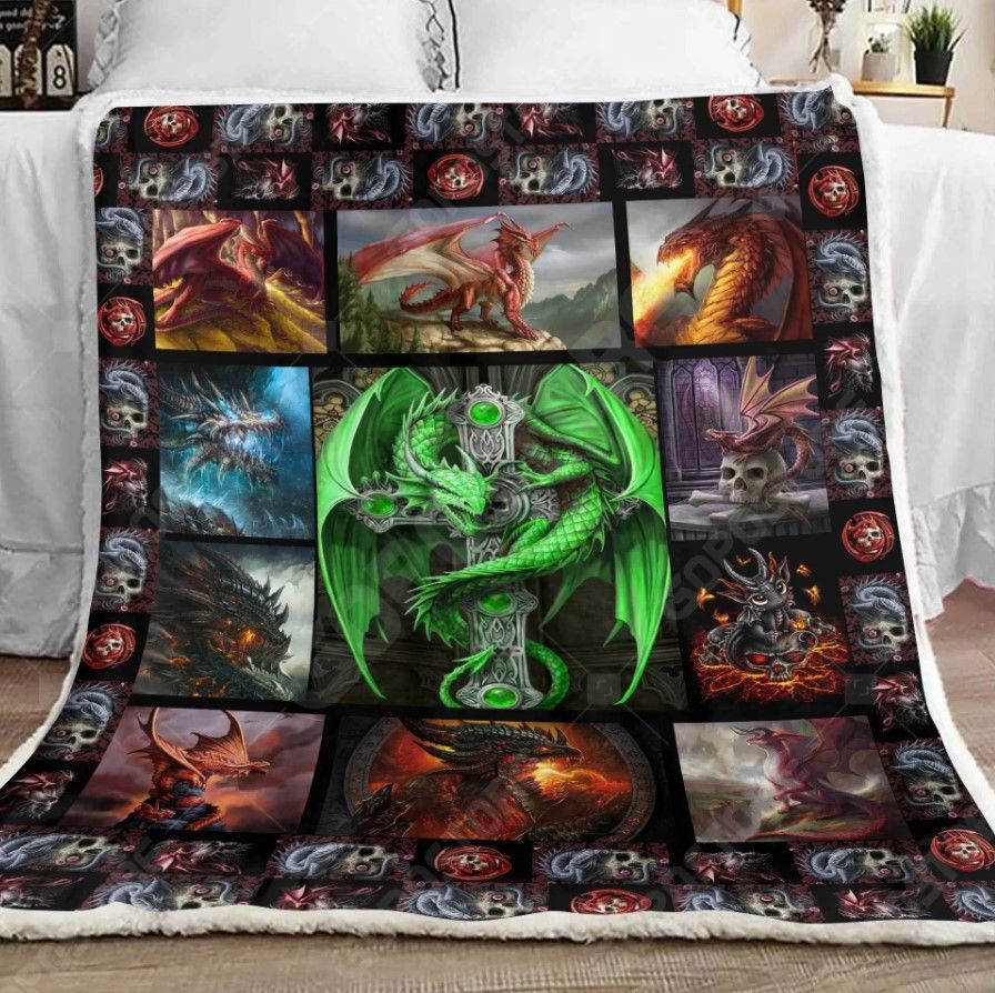 Dragon Cross Sherpa Fleece Blanket