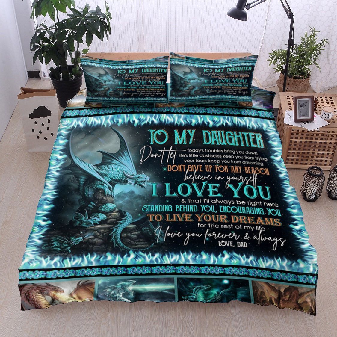 Dragon Dad To Daughter Bedding Set