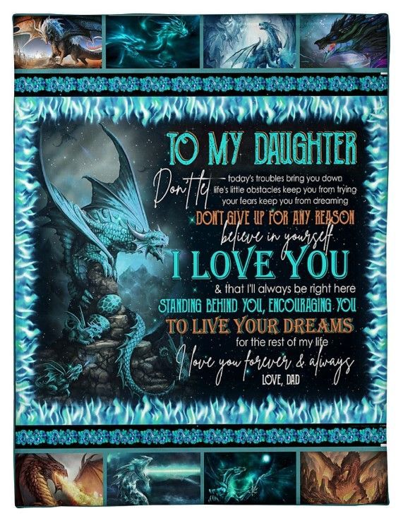 Dragon Dad To Daughter Sherpa Fleece Blanket