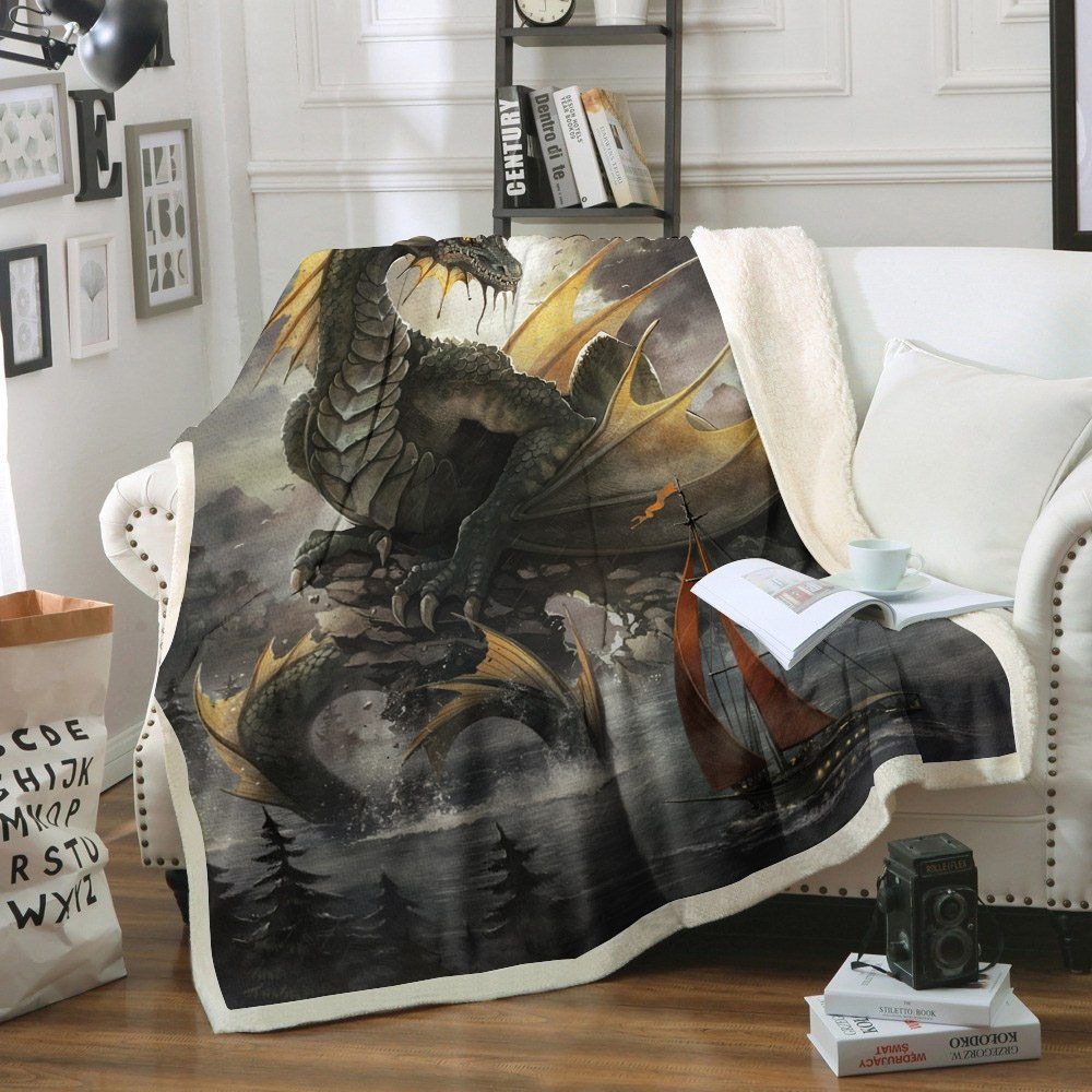 Dragon Sherpa Fleece Blanket