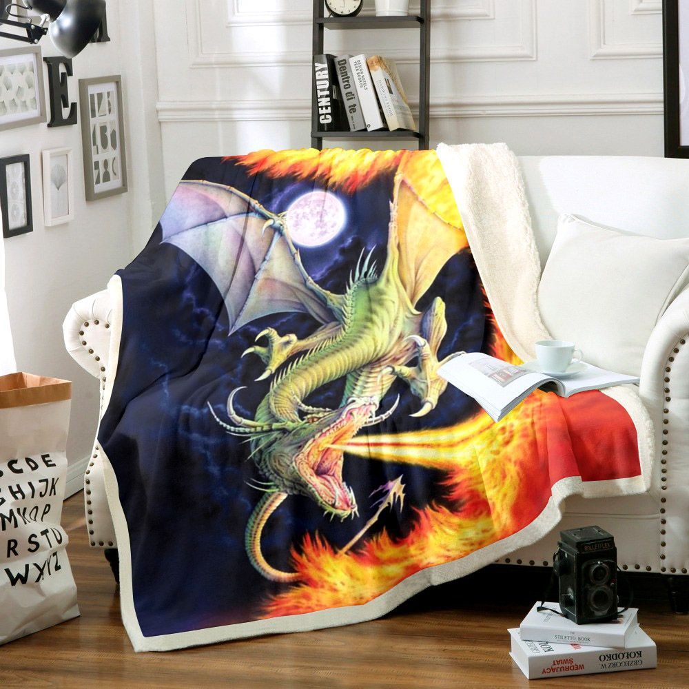 Dragon Fire Sherpa Fleece Blanket