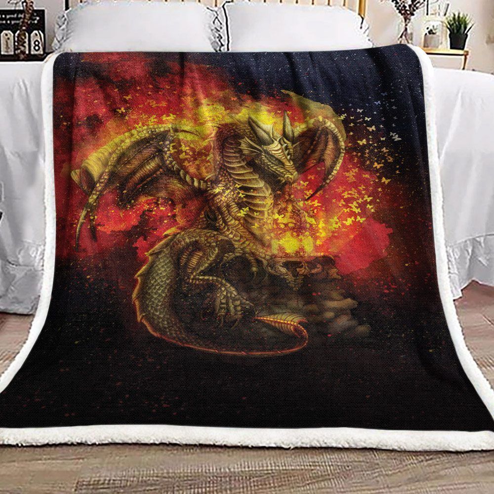 Dragon Fire Sherpa Fleece Blanket