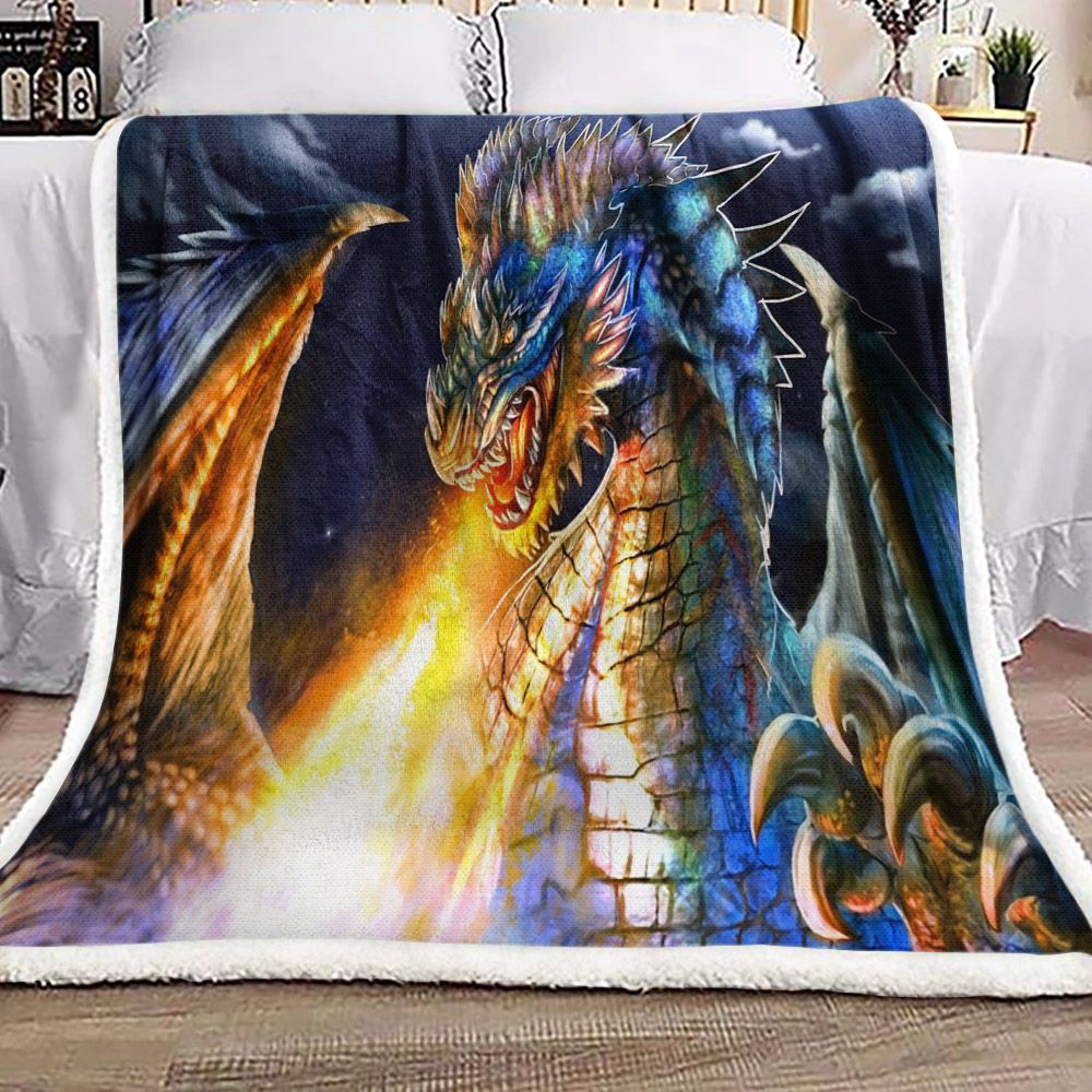 Dragon Fire Sherpa Fleece Blanket