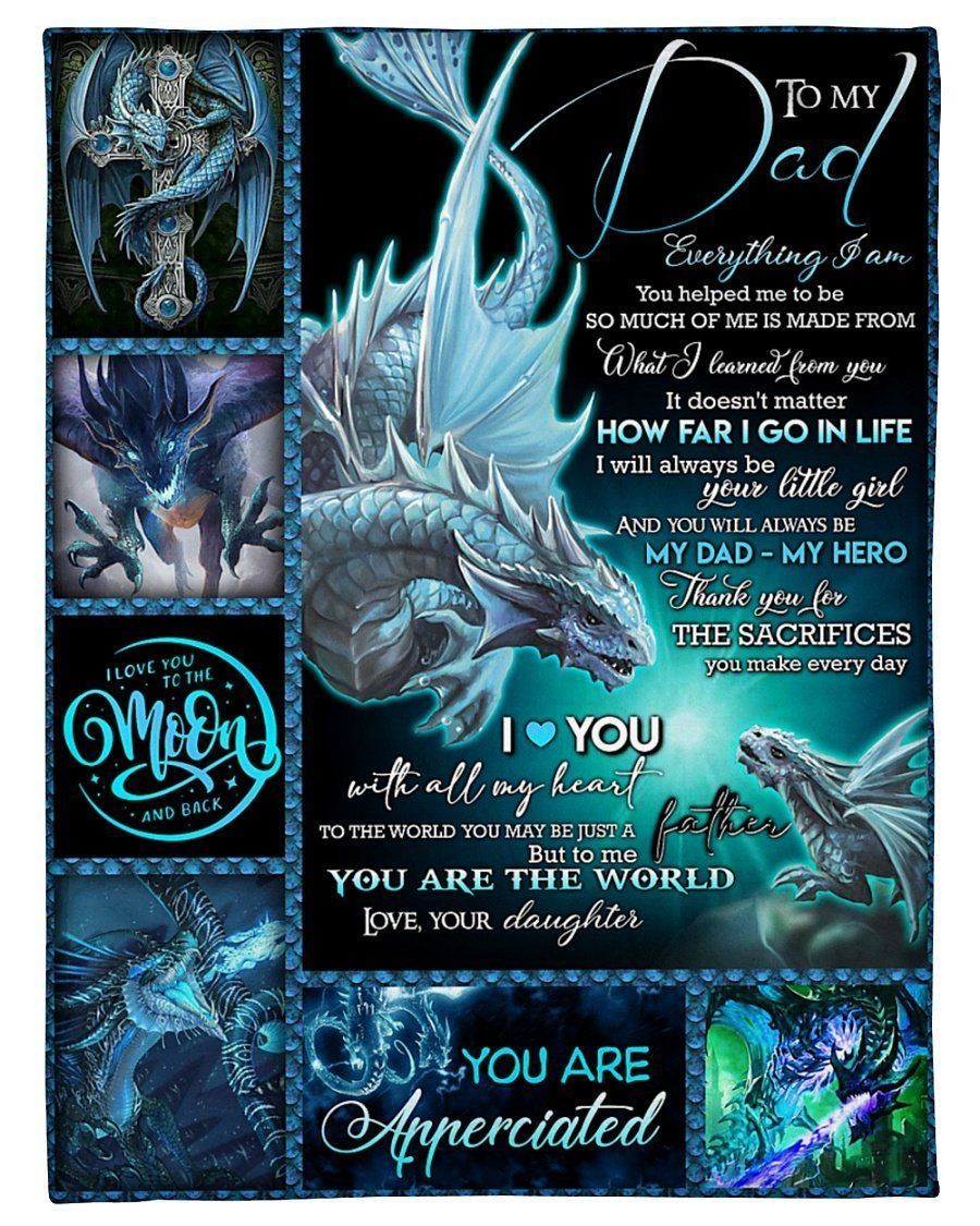 Dragon Fleece Blanket Gift For Dad I Love You With All My Heart