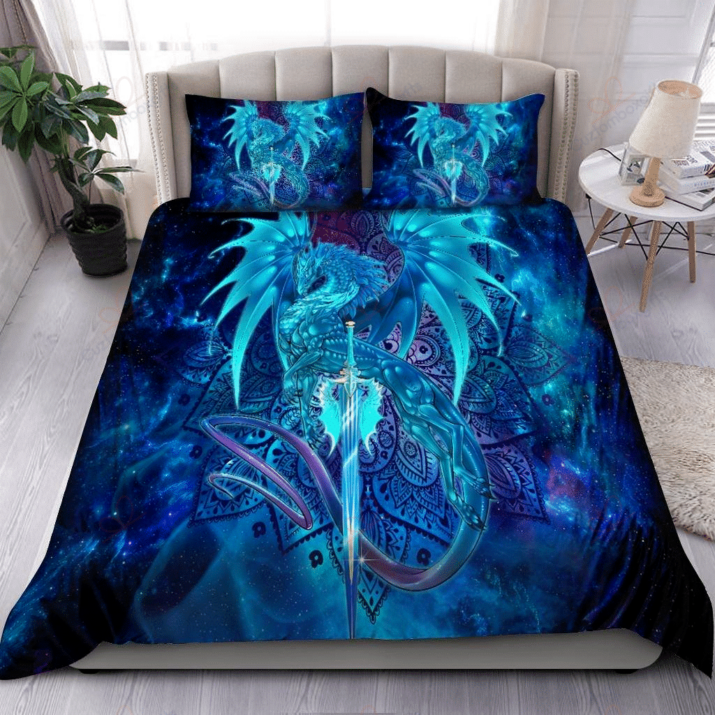 Dragon Galaxy Mandala Art Printed Bedding Set