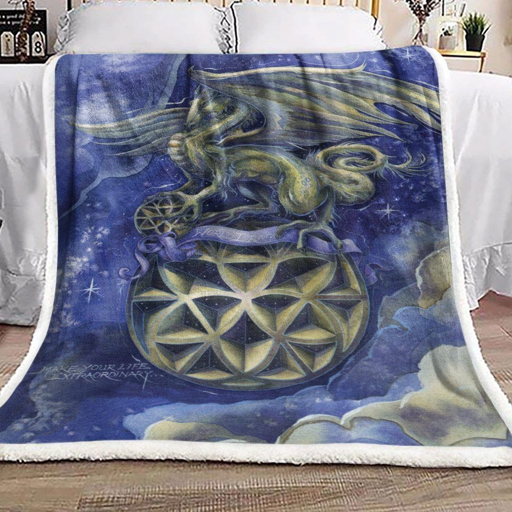 Dragon Galaxy World Sherpa Fleece Blanket