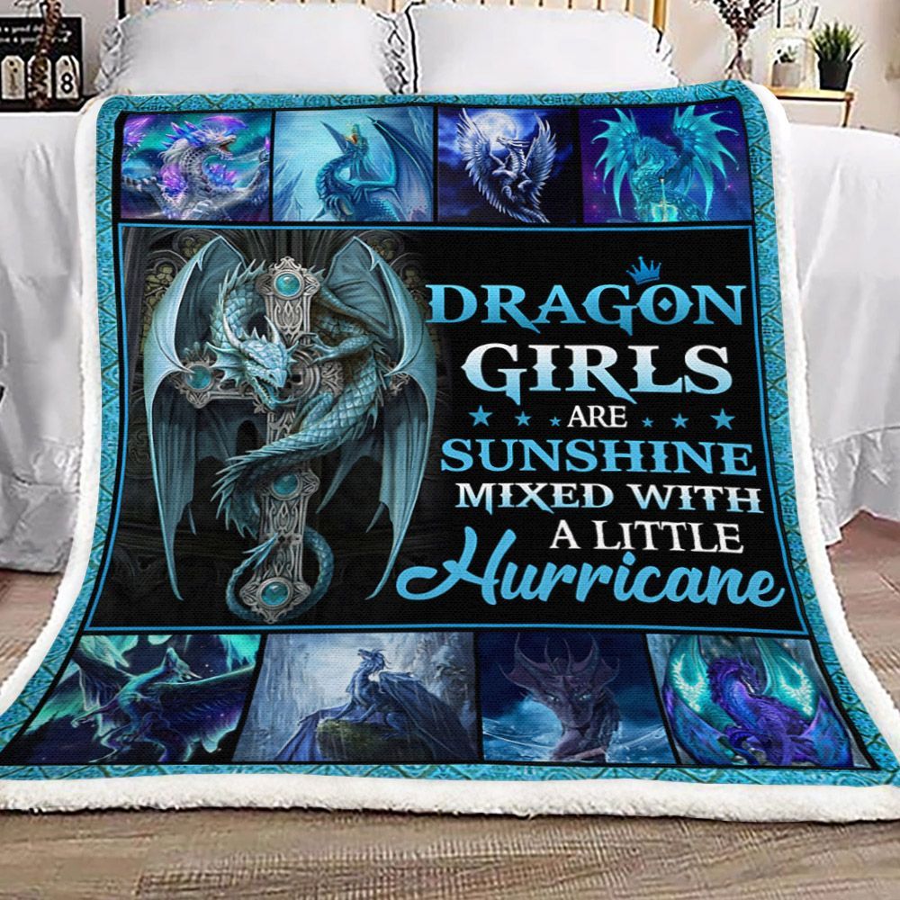 Dragon Girl Are Sunshine Sherpa Fleece Blanket