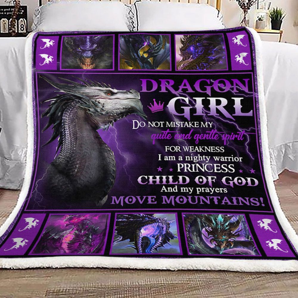 Dragon Girl Sherpa Fleece Blanket