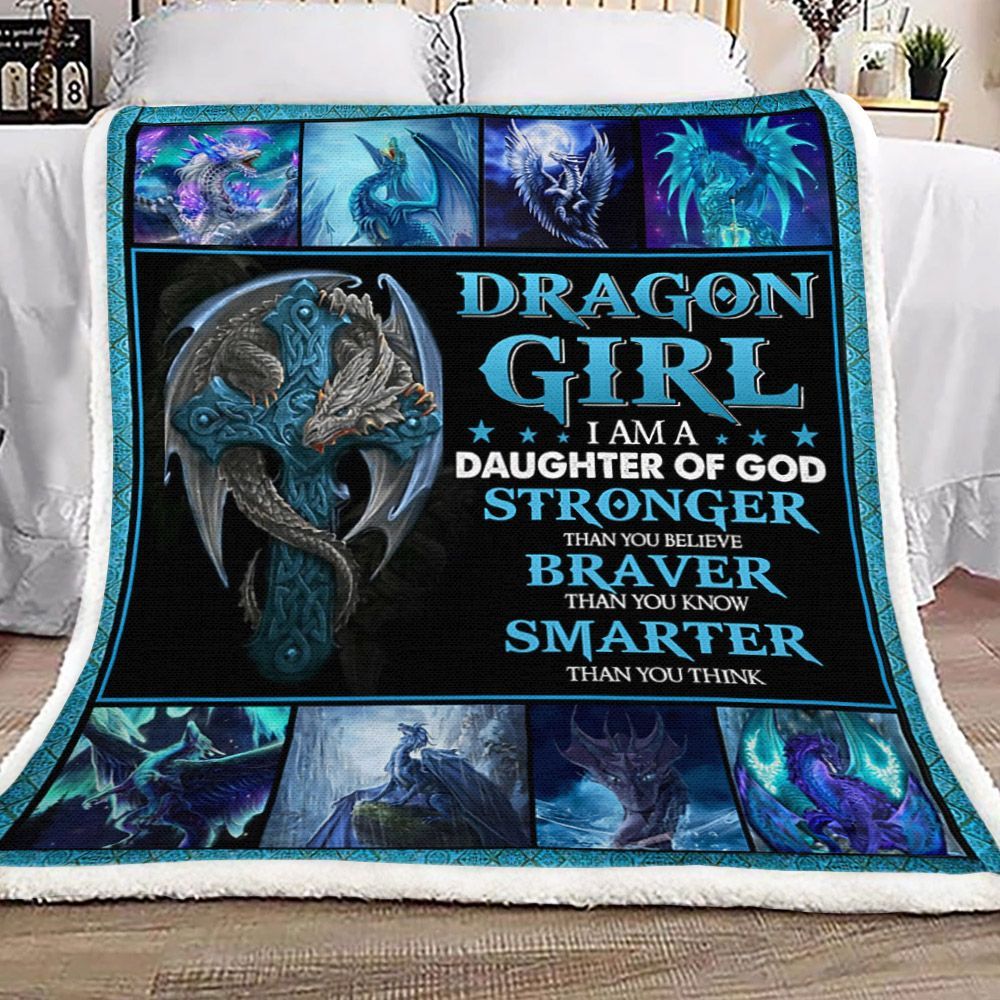Dragon Girl Sherpa Fleece Blanket