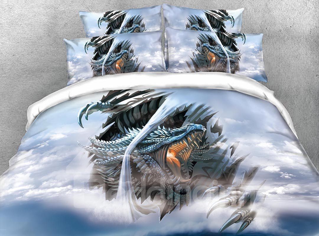 Dragon Hovering in the Sky Bedding Set