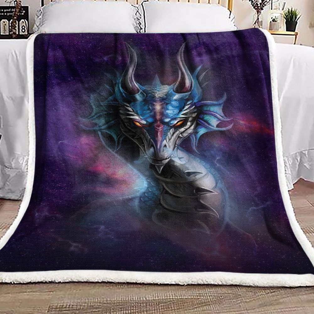 Dragon In The Galaxy Sherpa Fleece Blanket