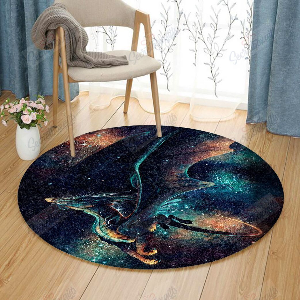 Dragon In The Galaxy Round Carpet