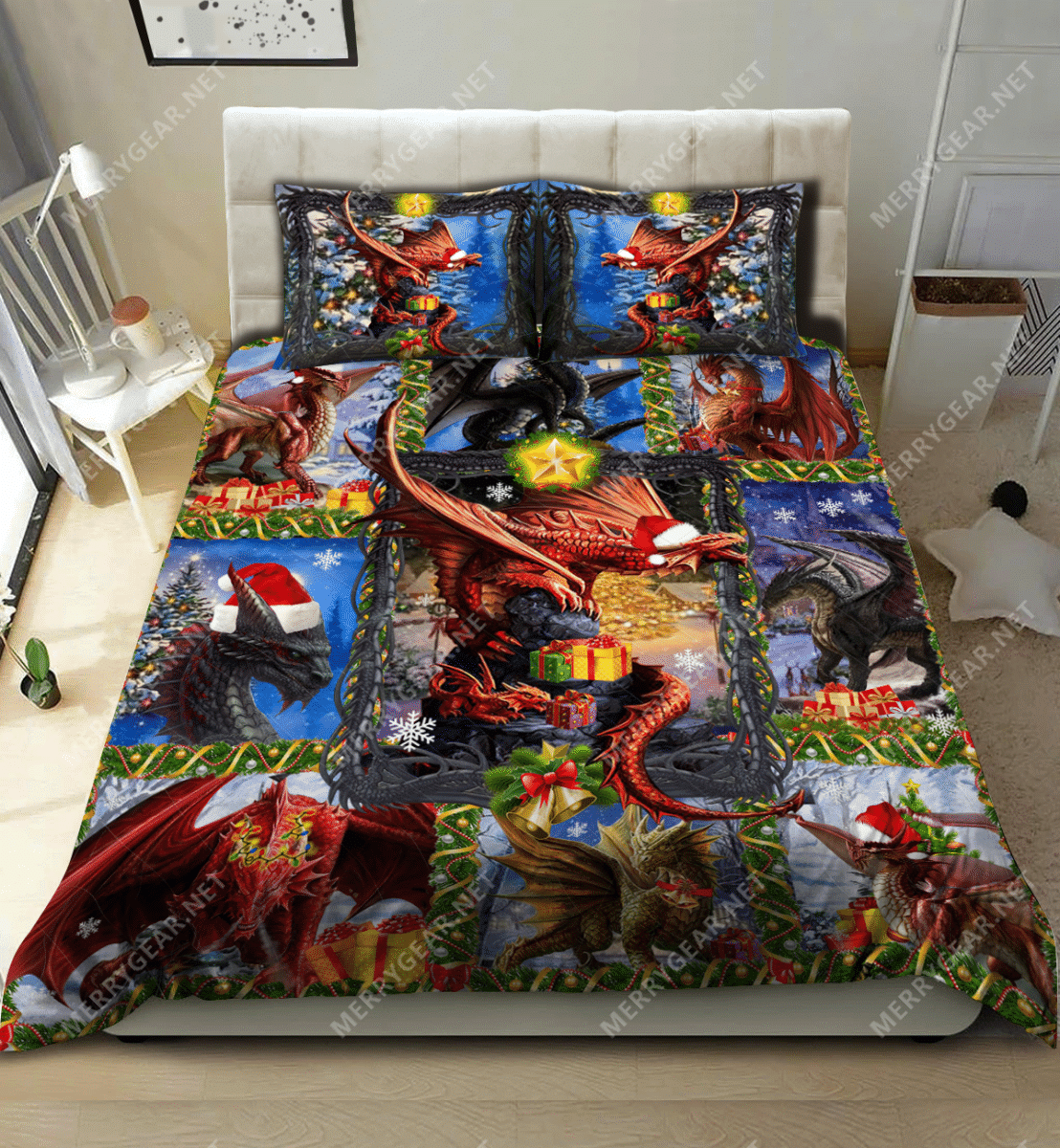 Dragon Is My Christmas Gift Bedding Set