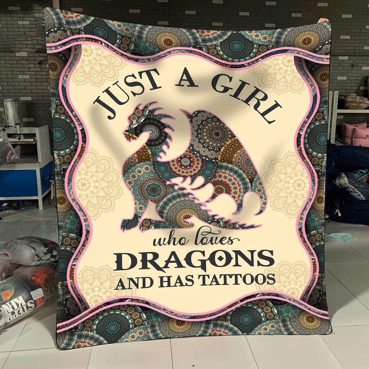 Dragon Just A Girl Who Loves Dragons And Hat Tattoos Fleece Blanket