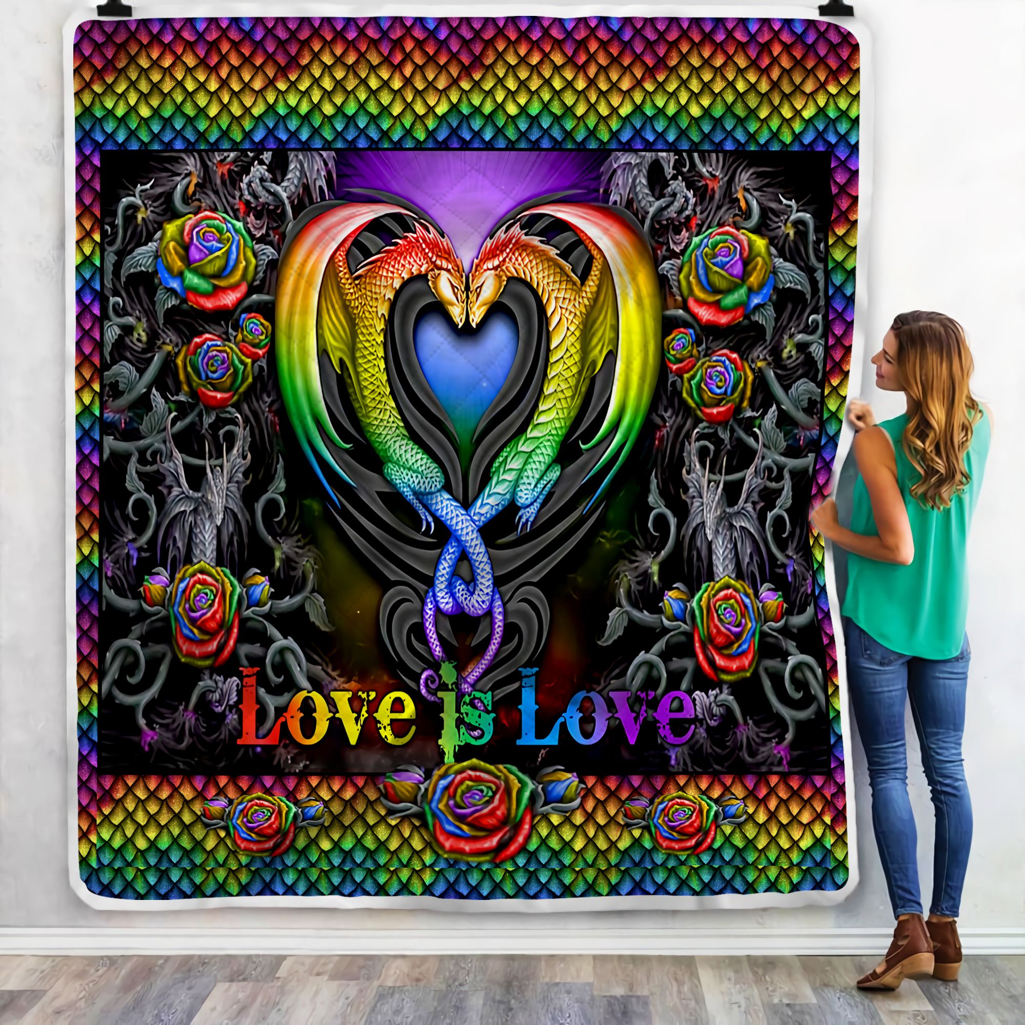 Dragon Love Is Love Fleece Blanket