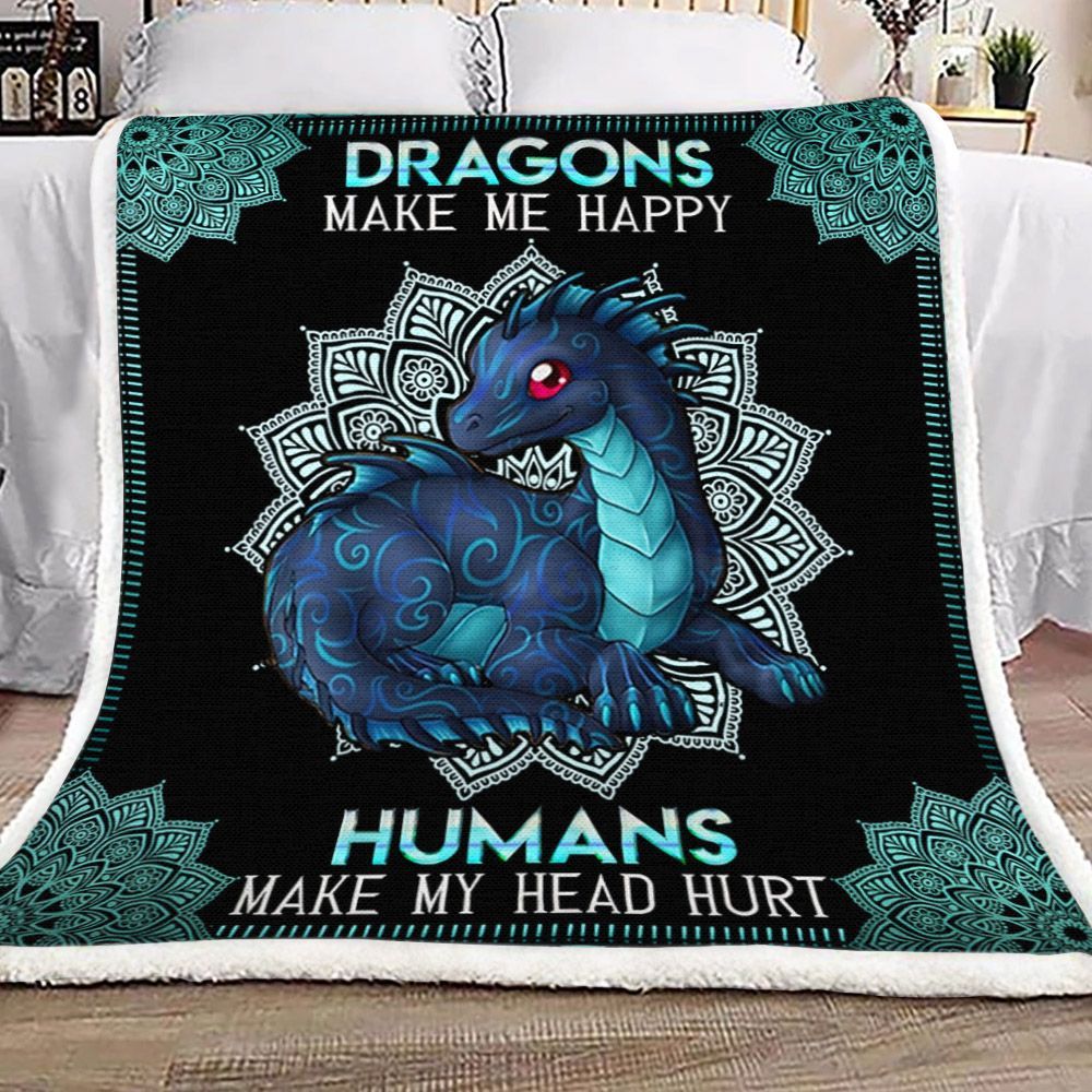 Dragon Make Me Happy Sherpa Fleece Blanket