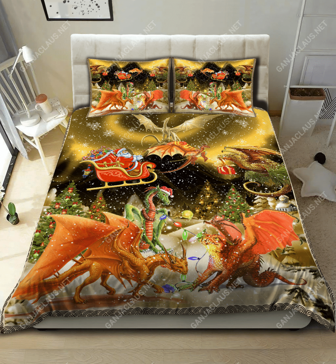 Dragon Merry Christmas Bedding Set
