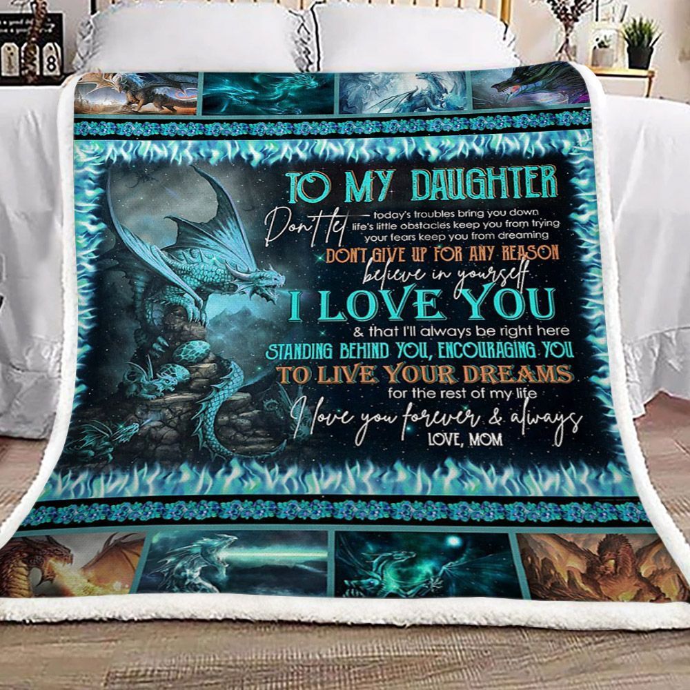 Dragon Mom To Daughter Sherpa Fleece Blanket