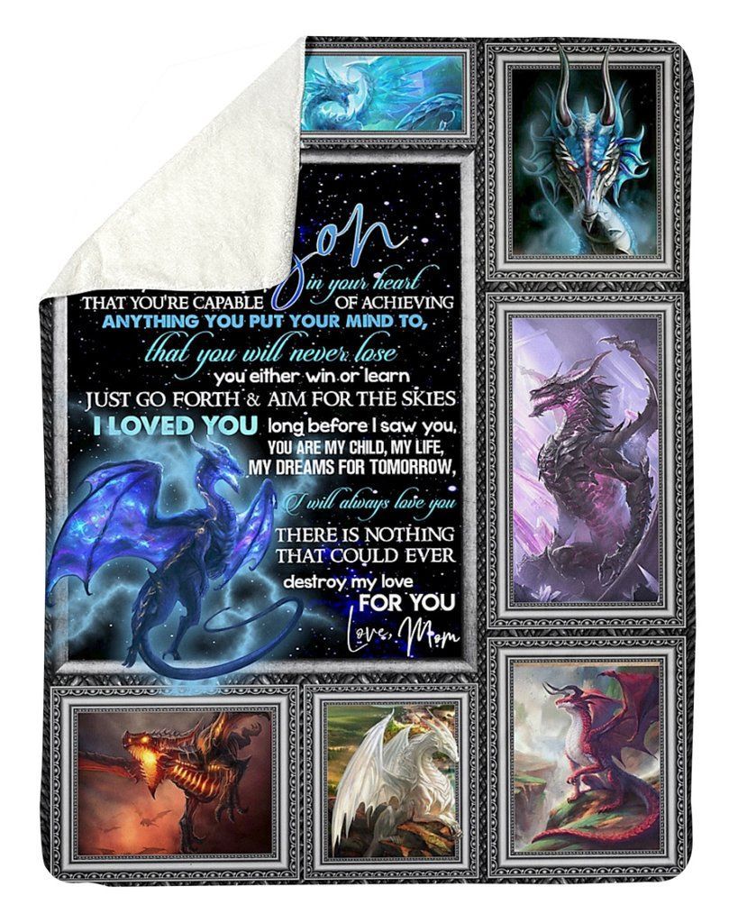Dragon Mom To Son Sherpa Fleece Blanket