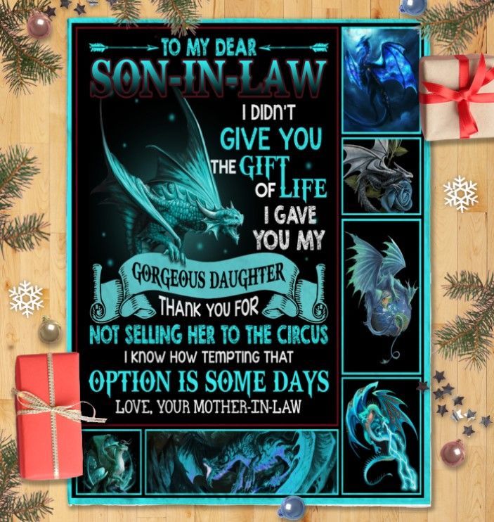Dragon Mom To Son In Law Sherpa Fleece Blanket