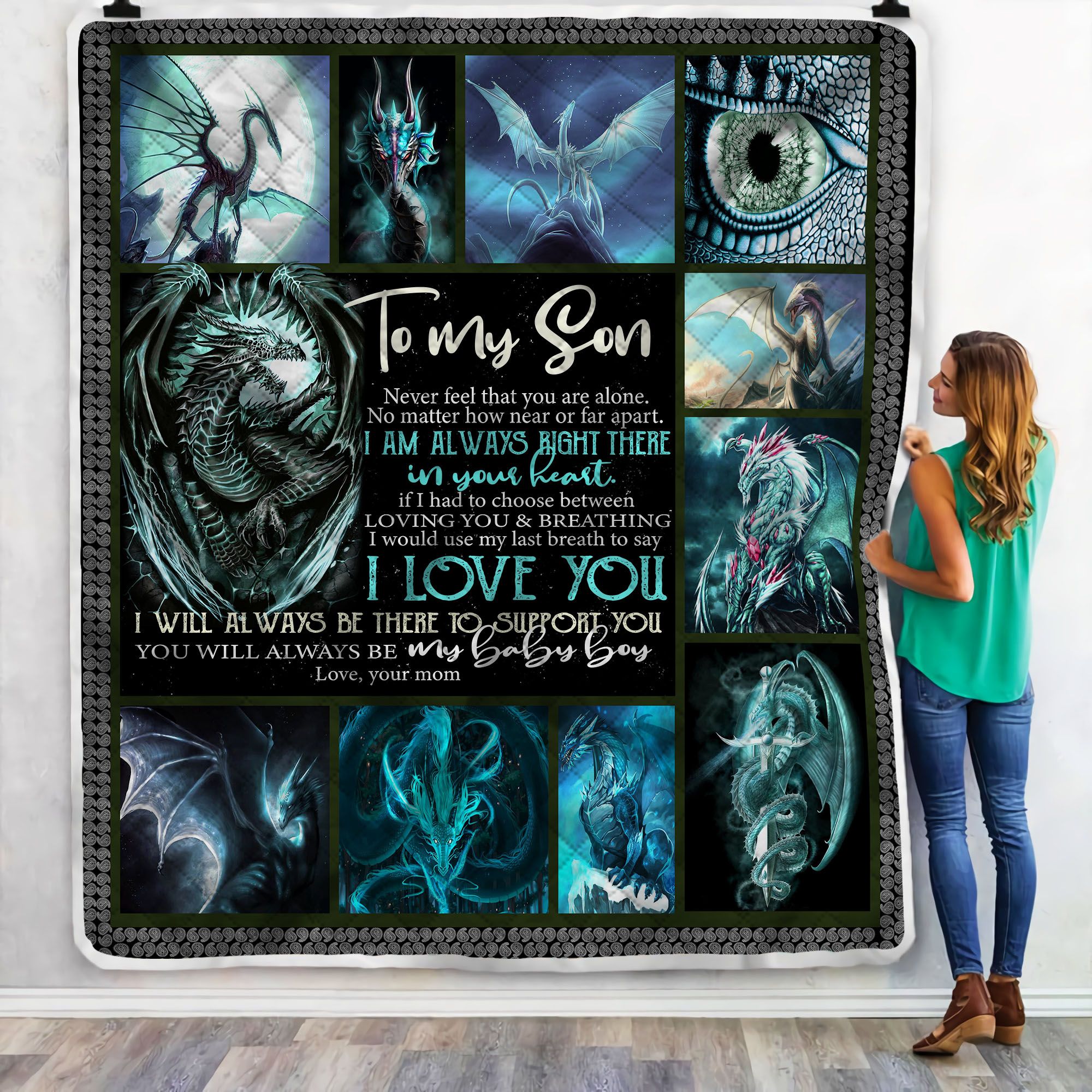 Dragon Mom To Son Fleece Blanket