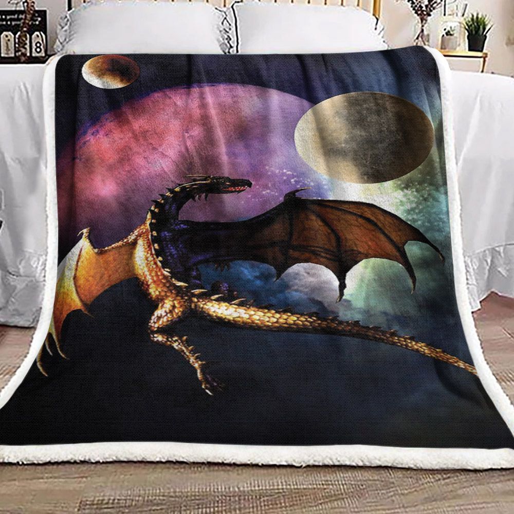 Dragon Moon Sherpa Fleece Blanket