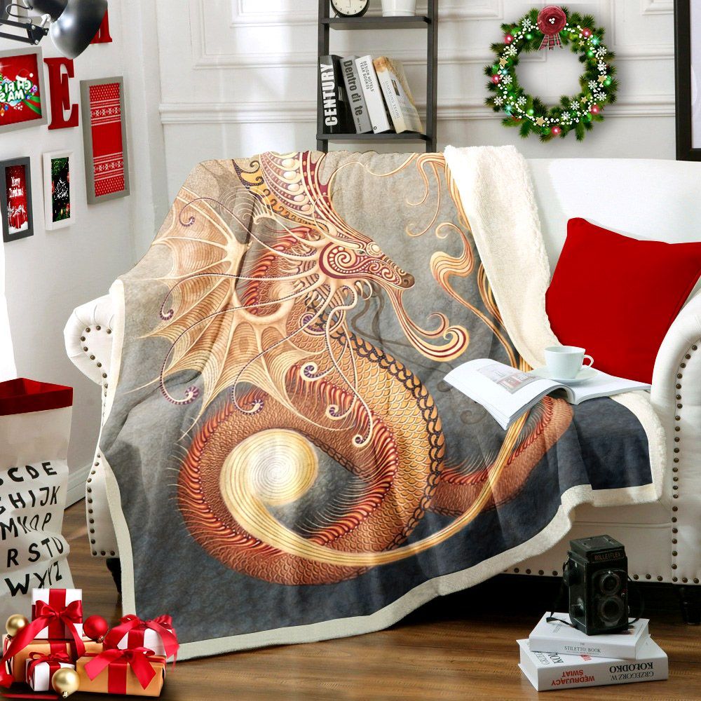 Dragon Sherpa Fleece Blanket
