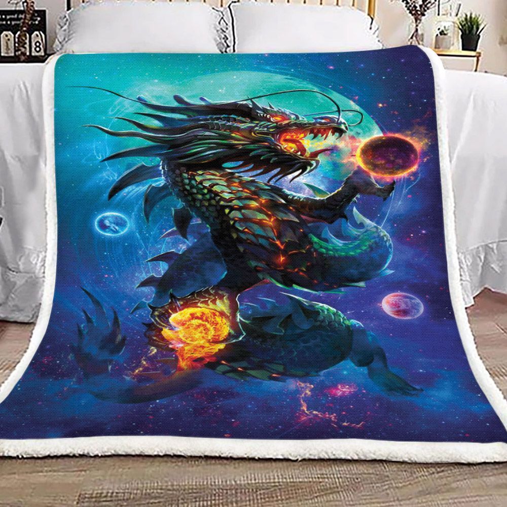 Dragon Of The Universe Sherpa Fleece Blanket