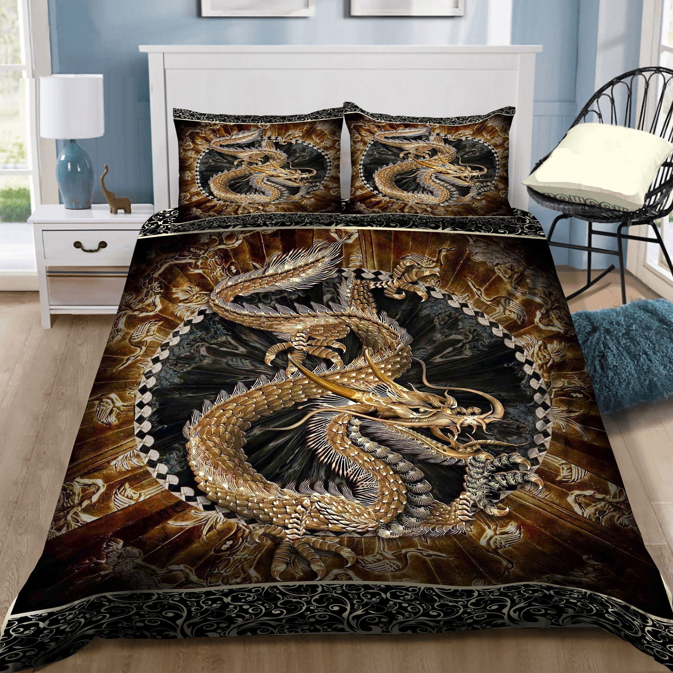 Dragon Pattern Vintage Bedding Set