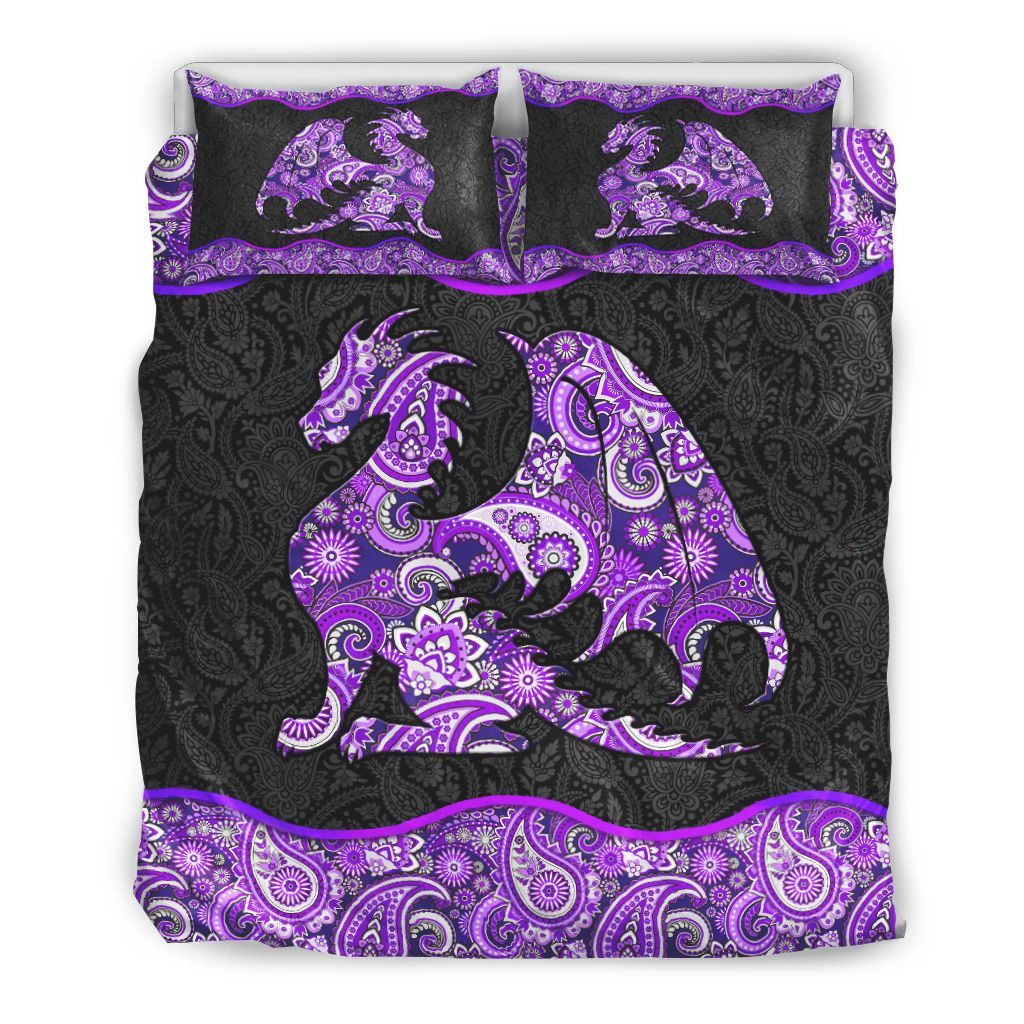 Dragon Purple Paisley Bedding Set